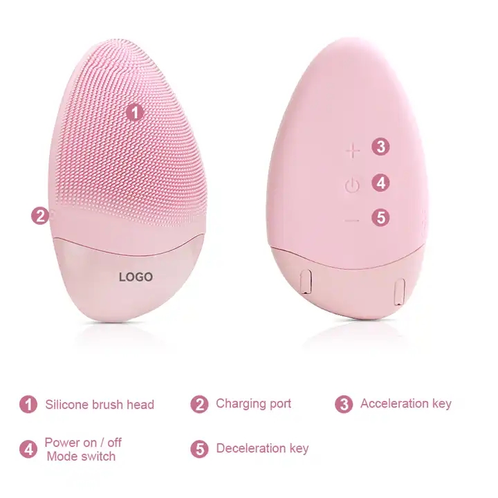 SKB-1811 Uso Dom&eacute;stico Imperme&aacute;vel El&eacute;trica Warm Up Vibration Soft Silicone Facial Cleansing Brush 